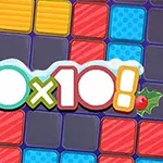 カラフルなブロックで埋められた背景に「10×10!