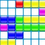 カラフルな青、赤、黄色、緑、紫の四角いブロックがグリッド状に並んでいる画像。