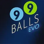 青と緑の背景に「99 BALLS EVO」という文字が書かれたデザイン。