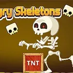 スリングショット、スケルトン、TNT箱、ダイヤモンドが描かれたイラスト。