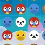 カラフルな動物の顔が並んだグリッドパターン。