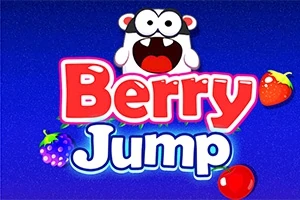 青い背景にキャラクターと「Berry Jump」というカラフルな文字、いくつかのベリーが描かれている。