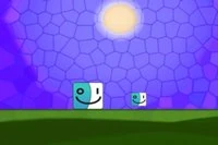 Two squares enter the screen and move toward each other