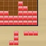 赤いブロックがグリッド状に配置され、いくつかのブロックが画面下に並んでいる。
