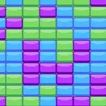 紫、青、緑色のブロックがパターン状に並んだ画像。