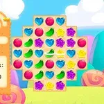 カラフルなキャンディの形をしたパズルピースが並んでいるゲームボード。