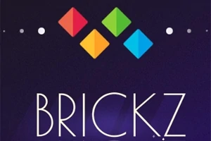 4色のひし形と「BRICKZ」という文字が描かれた青紫色の背景。