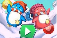 Help the penguins shoot up the bubbles that match the same color