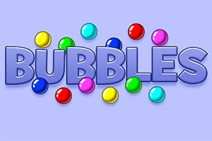 紫色の背景に「BUBBLES」という文字と、色とりどりの球体が散りばめられたデザイン。