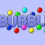 紫色の背景に「BUBBLES」という文字と、色とりどりの球体が散りばめられたデザイン。