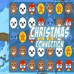 動物やジンジャーブレッドマンのアイコンが並んだグリッドの背景に「CHRISTMAS CONNECTION」の文字。