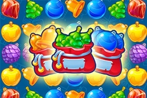 様々な色の袋と果物のイラストが描かれたカラフルな画像。