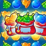 様々な色の袋と果物のイラストが描かれたカラフルな画像。