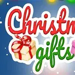 「Christmas gifts」の文字とリボンのついたプレゼントボックスが描かれた画像。