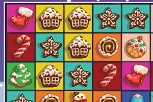 カラフルな背景に、さまざまな形のクリスマス風クッキーが並んでいる画像。