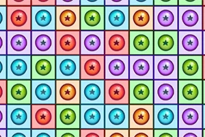 カラフルな星が中央に描かれた丸いアイコンがグリッド状に並んでいる画像。