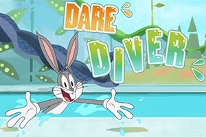 水から跳び出して驚いた顔をしているウサギのキャラクターと「DARE DIVER」という文字。