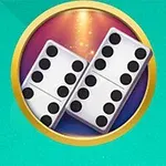 金色の円の中に配置された2枚のドミノタイルが描かれているイラスト。
