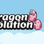 青空を背景に、白い文字で書かれた「Dragon Evolution」のタイトルとピンク色のドラゴンと卵。