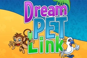 カラフルな文字で書かれた「Dream Pet Link」のロゴと、猿とオウムのイラスト。