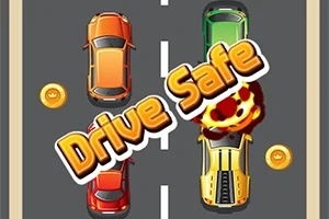 カーが道路を走っている様子と「Drive Safe」という文字。