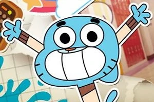 青いキャラクターが両腕を上げて笑顔でポーズをとっているイラスト。