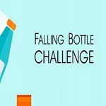 青い背景に、オレンジのキャップがついた青いボトルが斜めに配置され、「Falling Bottle Challenge」というテキストが書かれている。