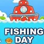 赤い船が海に浮かんでおり、周囲に魚が泳いでいるイラスト。