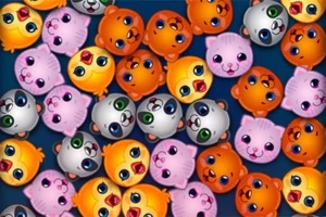 カラフルで丸い動物の顔がたくさん並んでいるイラスト。