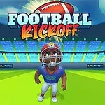 青いヘルメットとユニフォームを着たアメフト選手がスタジアムに立っている。