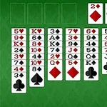 Move all 52 cards to the four foundation spots to win in this challenging Solitaire version!