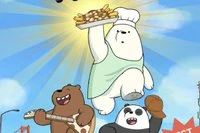 The bears from We Bare Bears are making french fries in this online game
