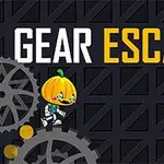 カボチャの頭を持つキャラクターが歯車の上を歩いているイラスト。