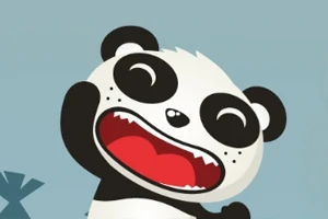 アニメ風の笑顔のパンダが描かれているイラスト。