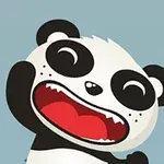 アニメ風の笑顔のパンダが描かれているイラスト。