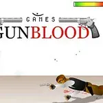 銃を持った立っているキャラクターと、地面に倒れているキャラクターのイラスト。