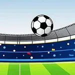 サッカースタジアムで宙に浮くサッカーボール。