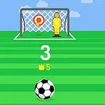 サッカー場でゴールとボールがあり、ゴールには標的と黄金の人形が立っている。