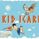青い空を背景に、翼を持つキャラクターたちが飛び、ギリシャ風の柱と赤い風船が描かれているイラスト。