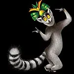 カラフルな羽根の冠をかぶったダンスをしているミーアキャット。