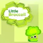 緑色の背景に、かわいらしい表情をした小さなブロッコリーのキャラクターと「Little Broccoli」の文字が描かれている。