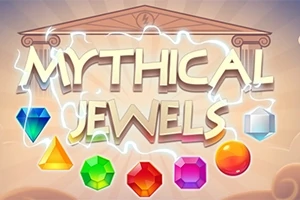 「MYTHICAL JEWELS」と書かれた文字と様々な色の宝石が並ぶ画像。