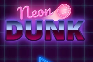 ネオンカラーで「Neon Dunk」と書かれたバスケットボールのイラスト。