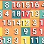 色とりどりの背景に様々な数字が並んでいる画像。