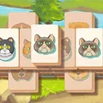 ネコのイラストが描かれたタイルが重ねられている風景の画像。