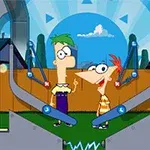 2人のアニメキャラクターが機械的な装置の間に立っている。