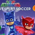 3人のスーパーヒーローが夜の空を背景にポーズを取っているイラスト。