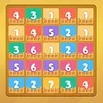 カラフルな背景に、異なる色と数字が描かれた5x5のタイルのグリッド。