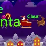 サンタクロースがトナカイの引くソリに乗り、夜空には「Save Santa Claus」という文字とプレゼントが描かれている。
