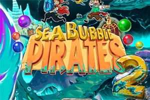 カラフルなバブルが飛び交う海賊テーマのイラストと「SEA BUBBLE PIRATES 2」という文字。